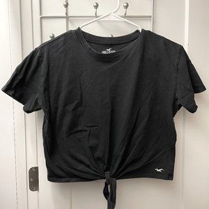 Hollister Easy Crew Black Tie-Front Baby Tee